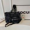 Einfarbige Umhängetaschen für Damen Kette Schnalle Reißverschluss Handtaschen Hohe Kapazität