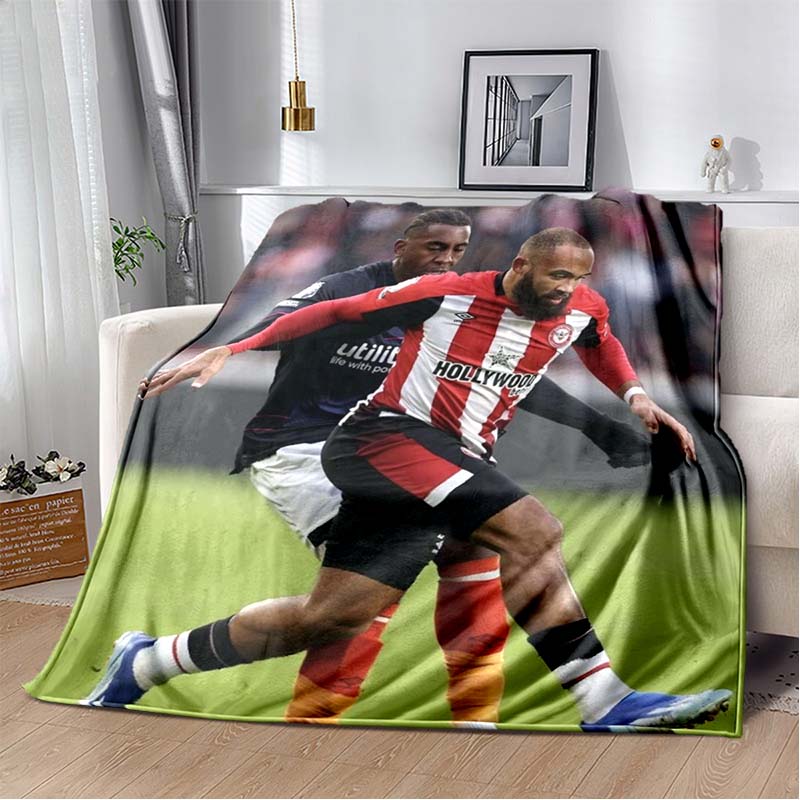 Brentford FC Bee Logo Red White Black Vertical Stripe Print Soft Flannel Throw Blanket Warm Sofa Bed Decor Cover For Football Fans