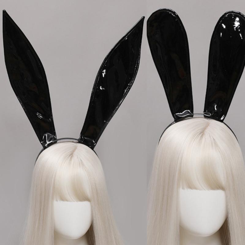 Leather Rabbit Ears Headband Handmade Sexy Bunny Ears Hairband Easter Halloween Cosplay Props Theme Hair Accessories