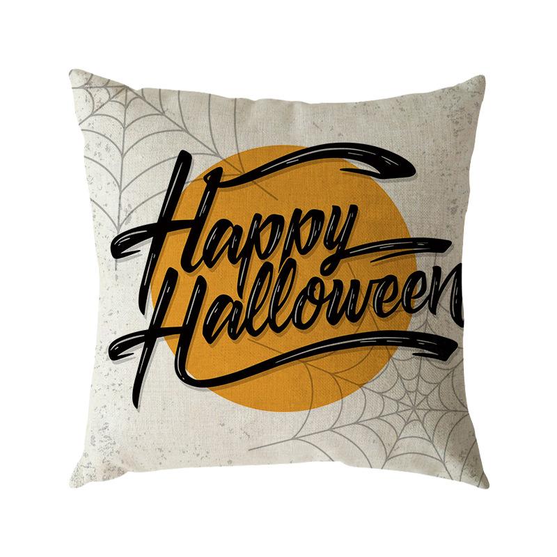 Funda de Almohada de Lino de Halloween Impresión Digital Decoración Festival de Halloween Almohada para Sofá
