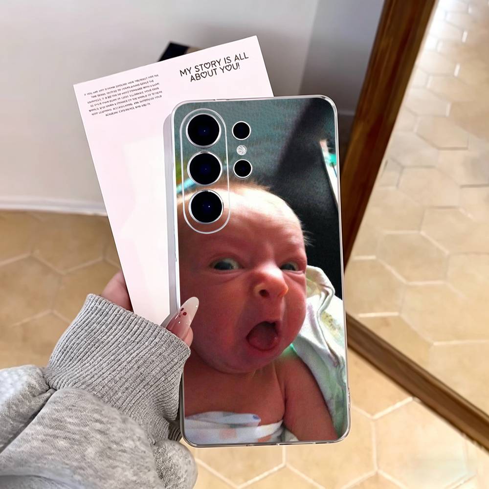 Random Ahh Baby Phone Case For Samsung S25,S24,S21,S22,S23,S30,Ultra,S20,Plus,Fe,Note,10,9,5G Transparent Cover Samsung S10plus