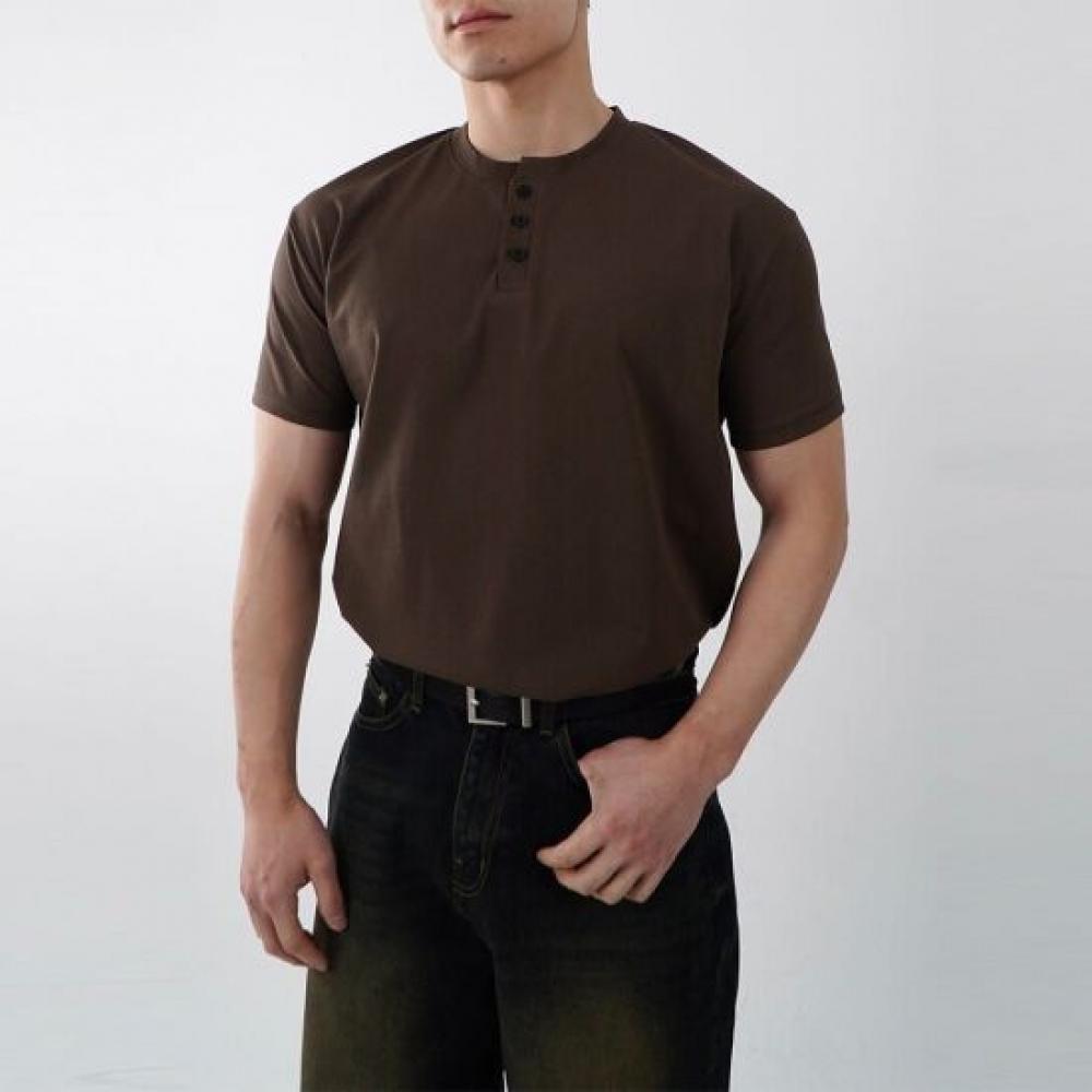 Onl Men Muscle Fit Henley Neck Short Sleeve