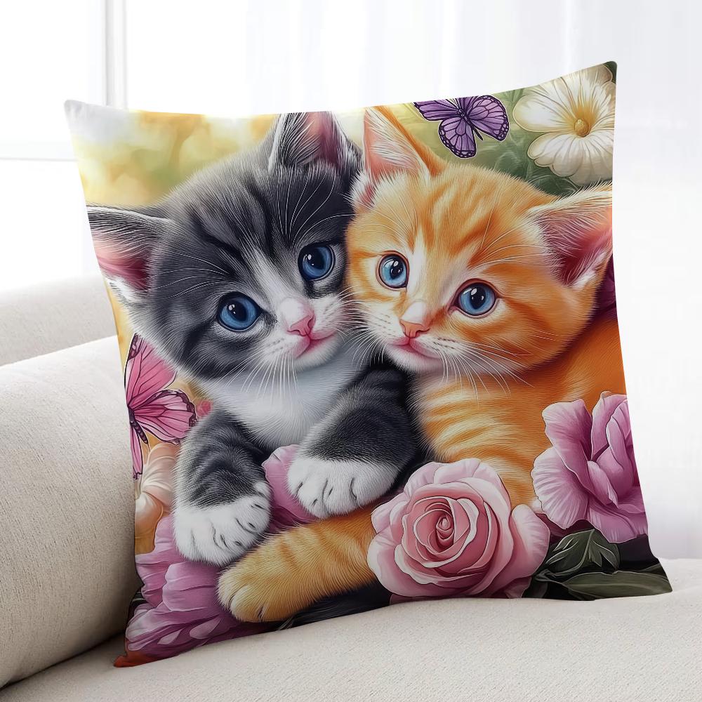Cute Cat Flower Bird cushion cover Home Bedding Sofa living Room pillowcase Simple Soft Skin Cushion Cover Party Gift