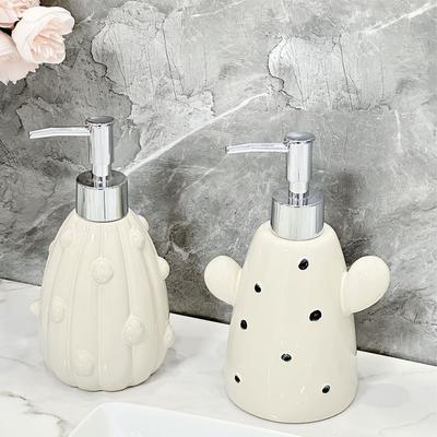 Light Luxury Cactus Ceramic Hand Soap Dispenser Bottle for Home and Hotel Bathroom Suitable for Shampoo and Shower Gel Bottles