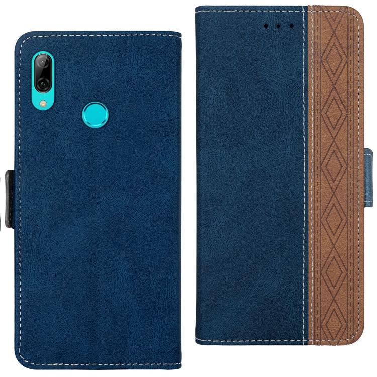 Custodia in Pelle Magnetica Laterale con Cuciture e RFID per Huawei Y7 2019