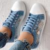 Damen Cut-Outs Spitze Netz Denim Schuhe Frau Sommer Flach Freizeit Schuhe Atmungsaktive Stoffschuhe Studenten Sneaker