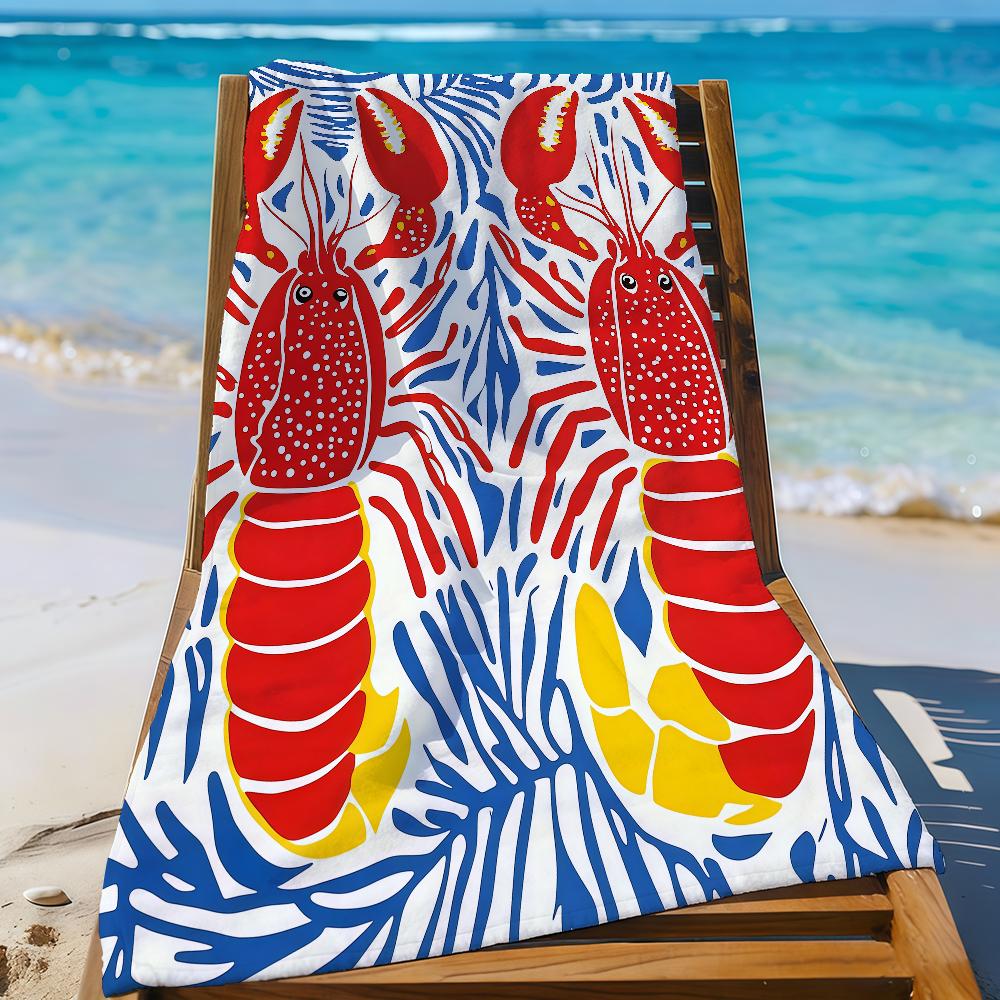

Art Colorful Lobster Ocean Towel Sports Quick Dry Travel Camping Gear Sandproof Soft Light Large Beach Towel W40*H60(CM)