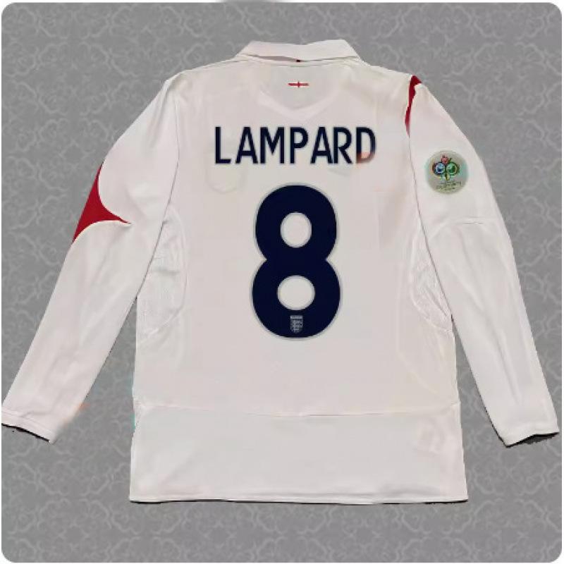 2006 England jersey home No. 7 Beckham long-sleeved football jersey retro 06 World Cup 4 Gerrard