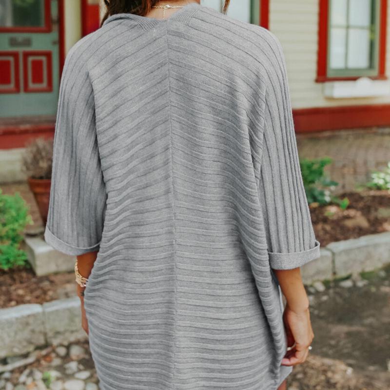 Women's Cardigan Knitted Jacket Spring Autumn New Thin Solid Color Five-minute Sleeve Outwear Sweater Large Size Tops