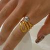 Stainless Steel Gold Color Stacked Layer Rings Waterproof 18K PVD Plated Individualistic Jewelry Accessories Gift