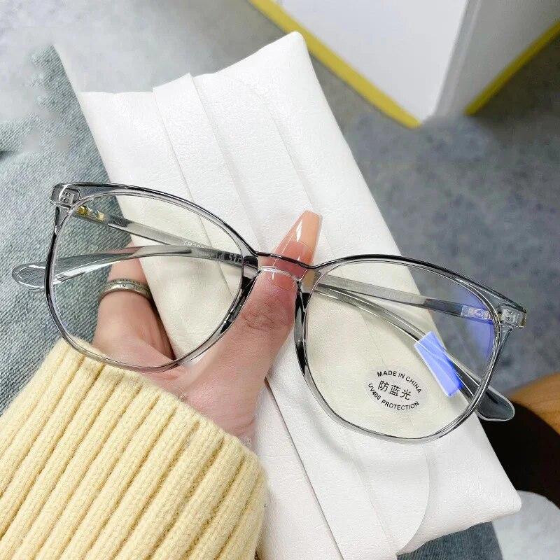Women's Blue Light Blocking Short-sighted Glasses Fashion Round Frame Myopia Glasses Optical Prescription Minus Diopter Glasses