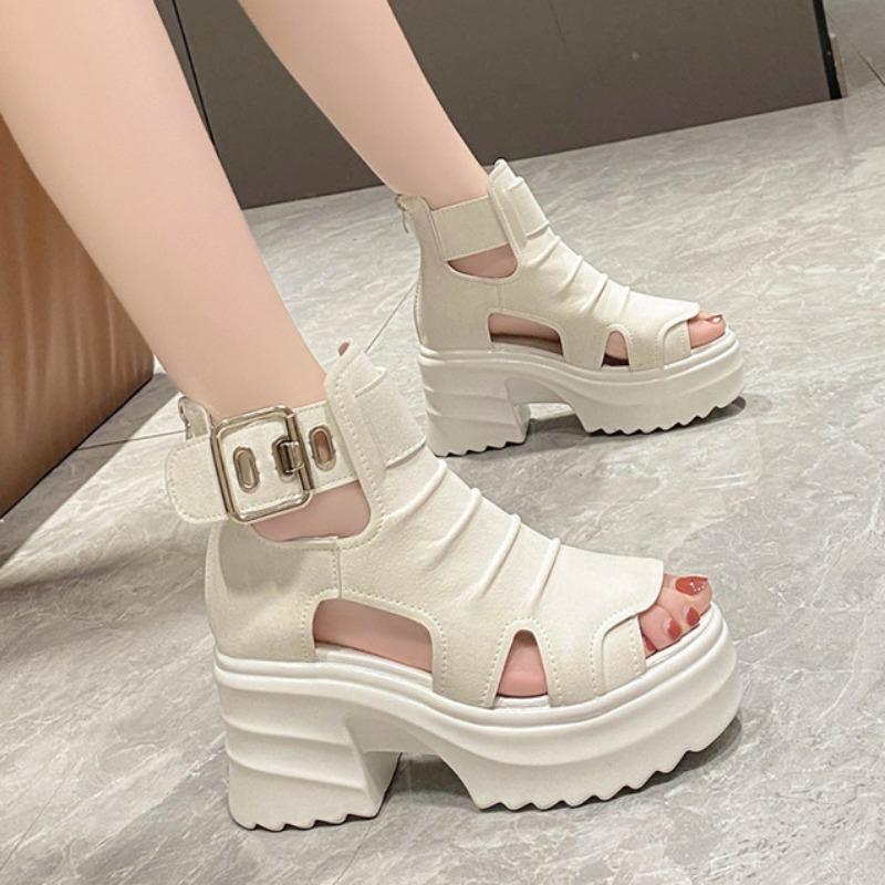 Sommersandalen mit dicken Sohlen und dicken Absätzen für Damen