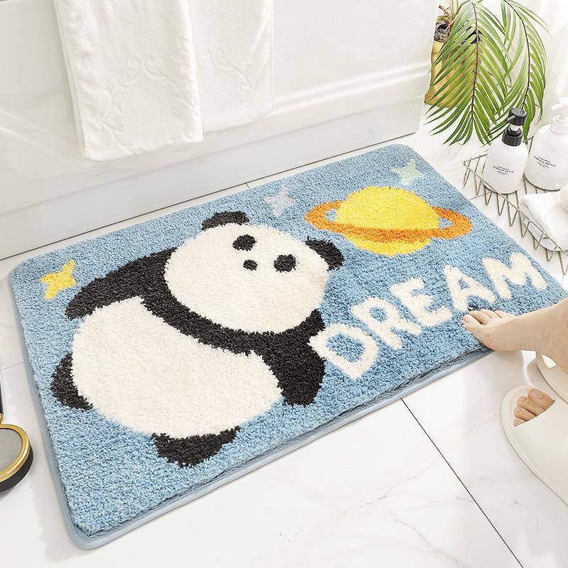 Koupelnová savá podložka na podlahu Kreslený vzor se zvířetem T Koberec Koupelna Nadýchaný plyš protiskluzová rohožka