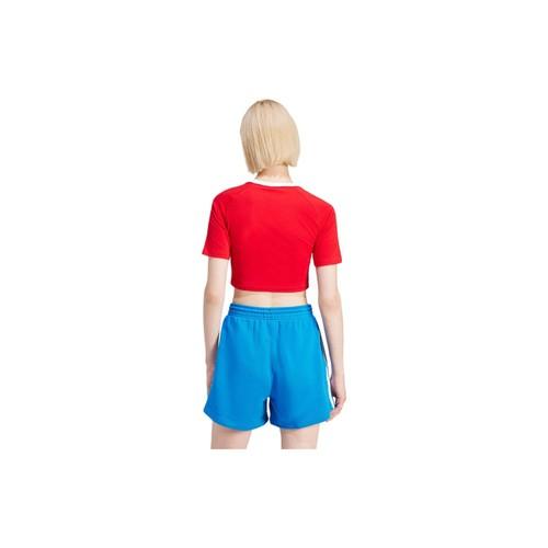 Adidas Originals Crew Neck Striped Cropped Short-sleeve T-shirt for Women, Red