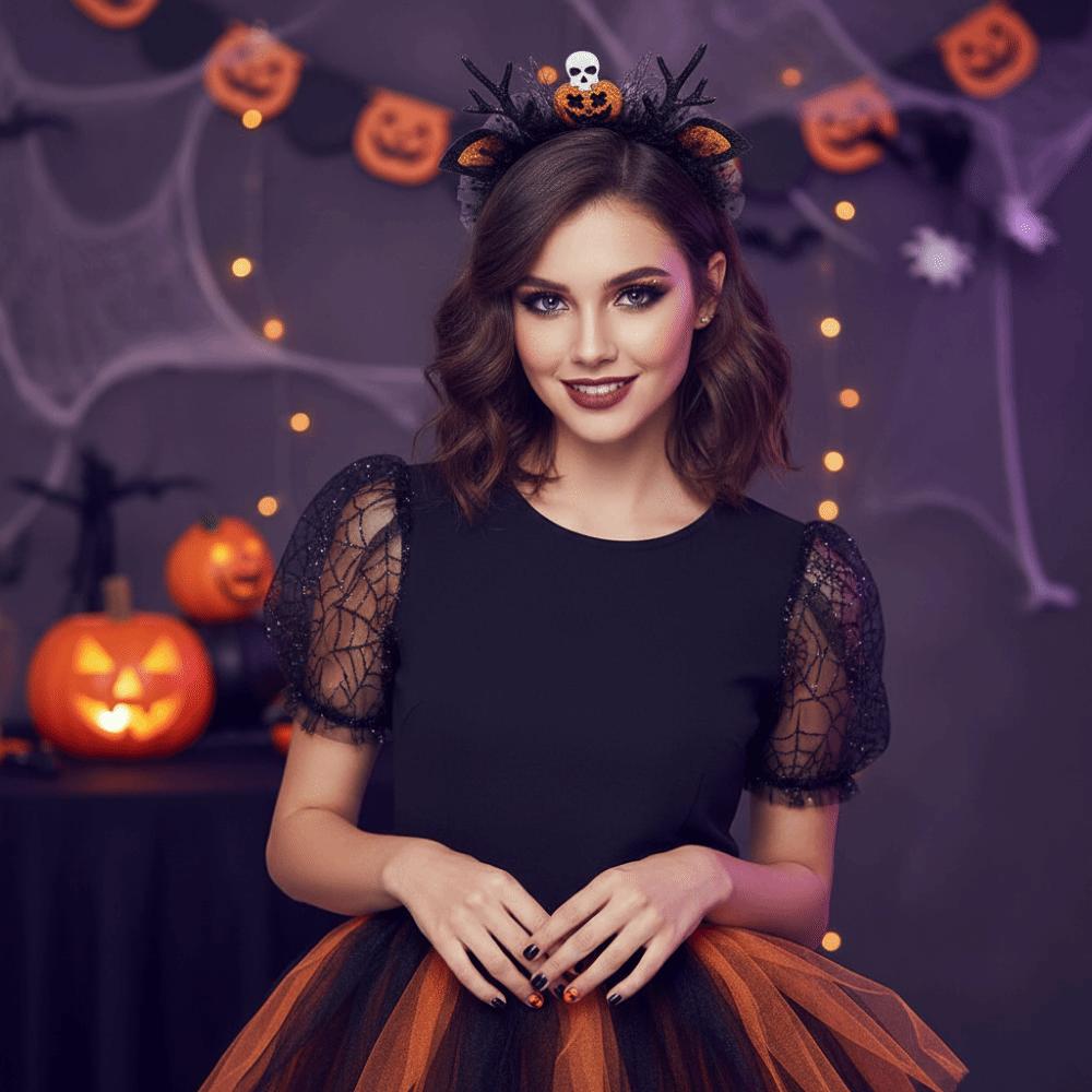 Cute Halloween Hairband Plush Spider Web Headband Fashion Party Hair Hoop Hair Accessories