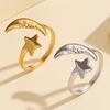 Retro Star and Moon 18K Gold Plated Stainless Steel Ring - Open Design Jewelry