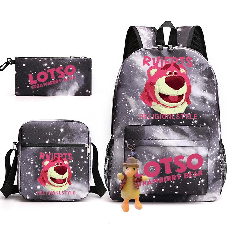 3 Piece School Backpack Set for Students Large Capacity Oxford Cloth Schoolbag with Shoulder Strap and Pencil Case