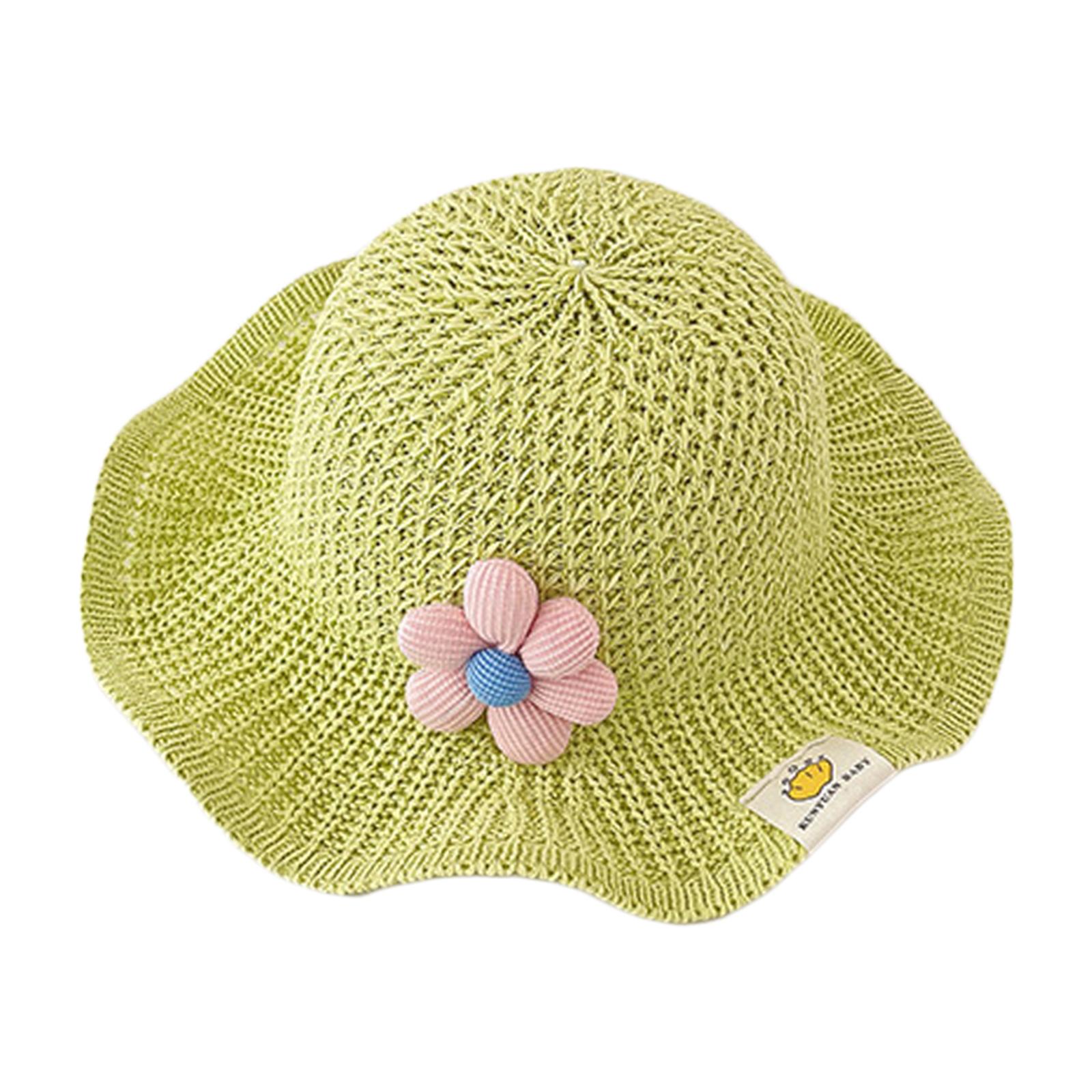 

Детская солнцезащитная шляпа Защита от солнца Пляжные летние шляпы Волнистые поля Милые цветочные украшения для мальчиков, девочек и малышей 1-3 лет зелёный