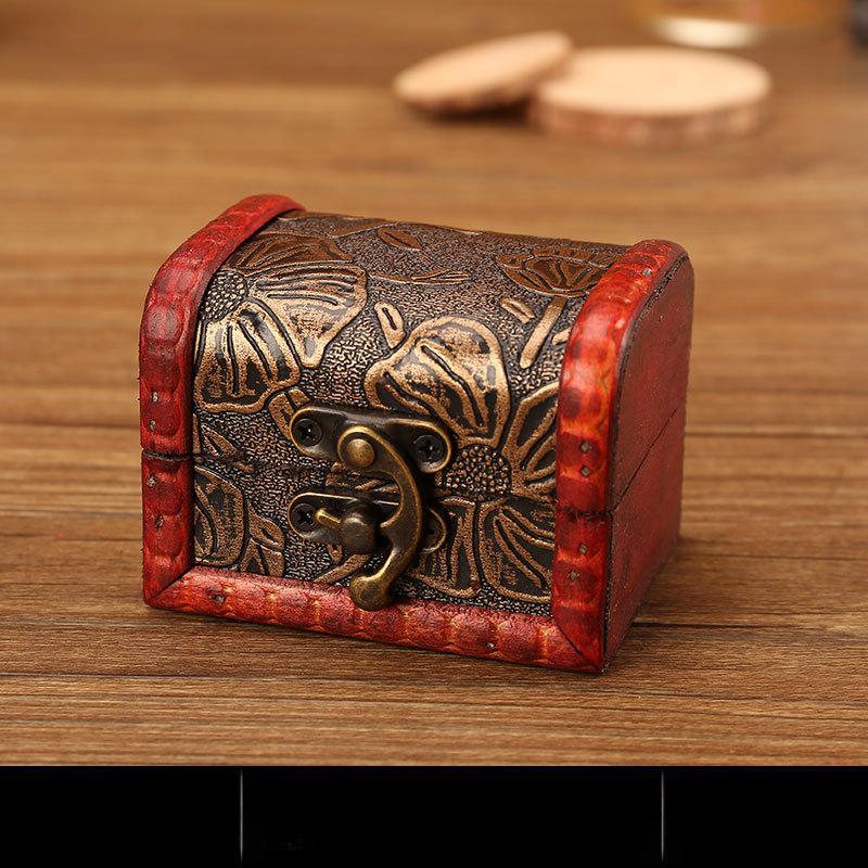 Y Vintage European Wooden Jewelry Box with Floral Print, Decorative Storage Organizer for Rings Earrings, Elegant Gift Packaging