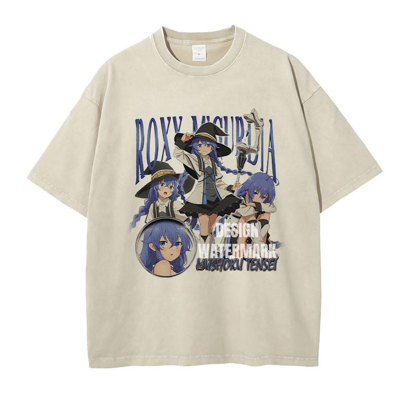 Anime MMushoku Tensei Magliette Oversize Vintage Lavate Unisexga Greyrat Eris Maglietta Roxy Maglietta Sylphiette Top T-shirt Cotone