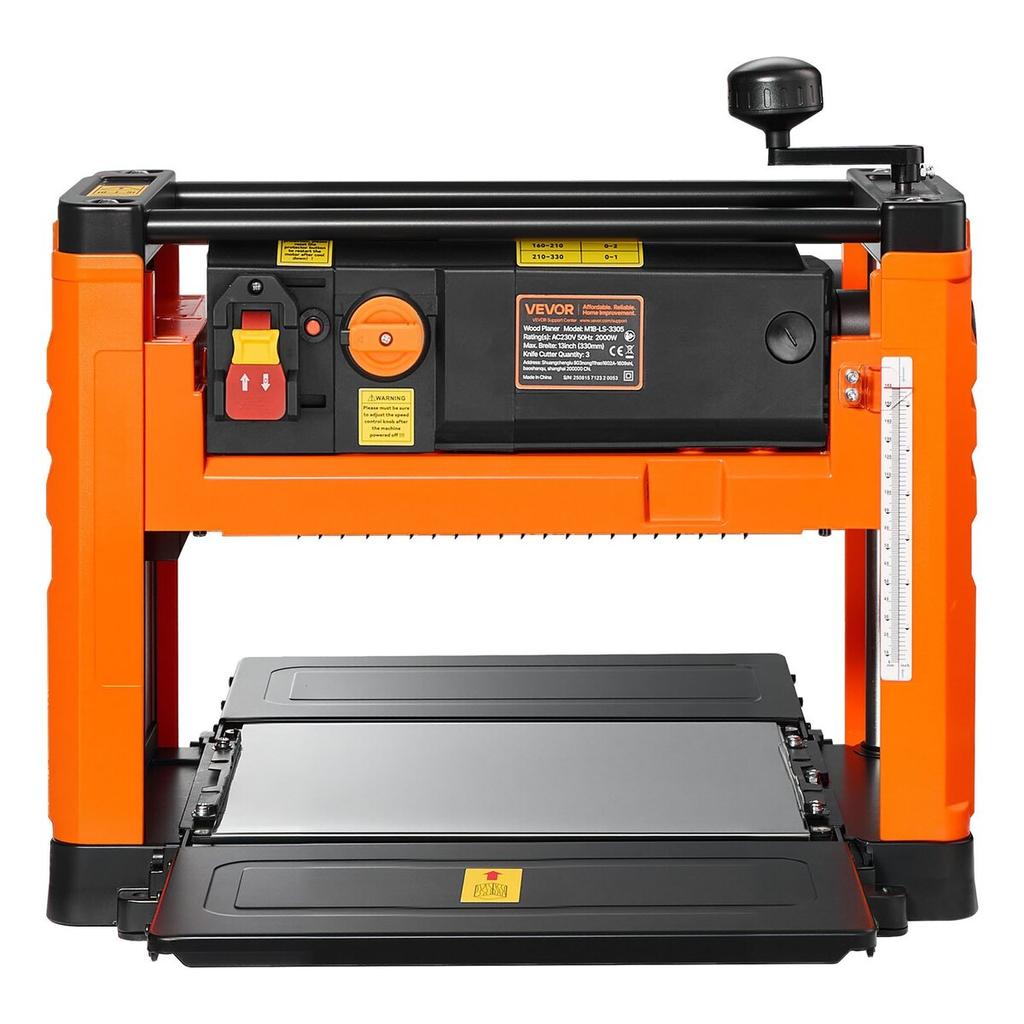 Thickness Planer, Two Speed, 330 mm Width Worktable Power Benchtop Planer, Three-Blade, 2000W 23500 RPM Powerful Motor, Dual Rollers, Over Protection,