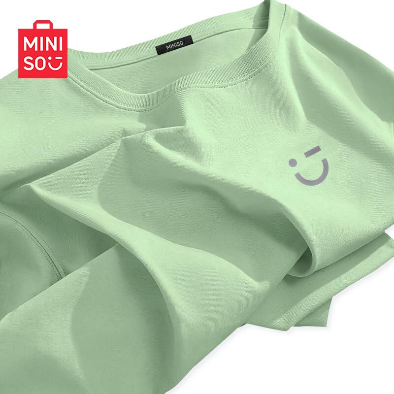 

MINISO Women s Pure Cotton Loose-Fit T-Shirt with Smiling Face Patch S