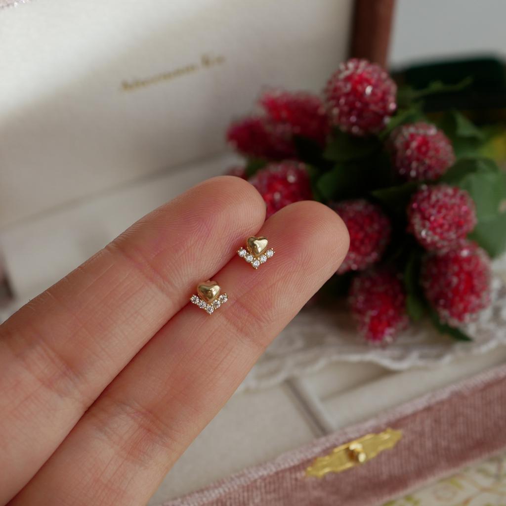 S925 Sterling Silver Plated 18k Gold Heart Earrings Mini Exquisite Micro Inlaid Zircon Cute Ear Accessories