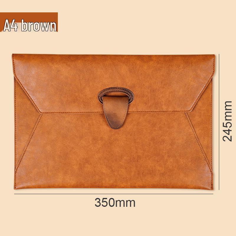 A4 Waterproof Leather Business Document Bag - Customizable Minimalist Briefcase with Logo Printing