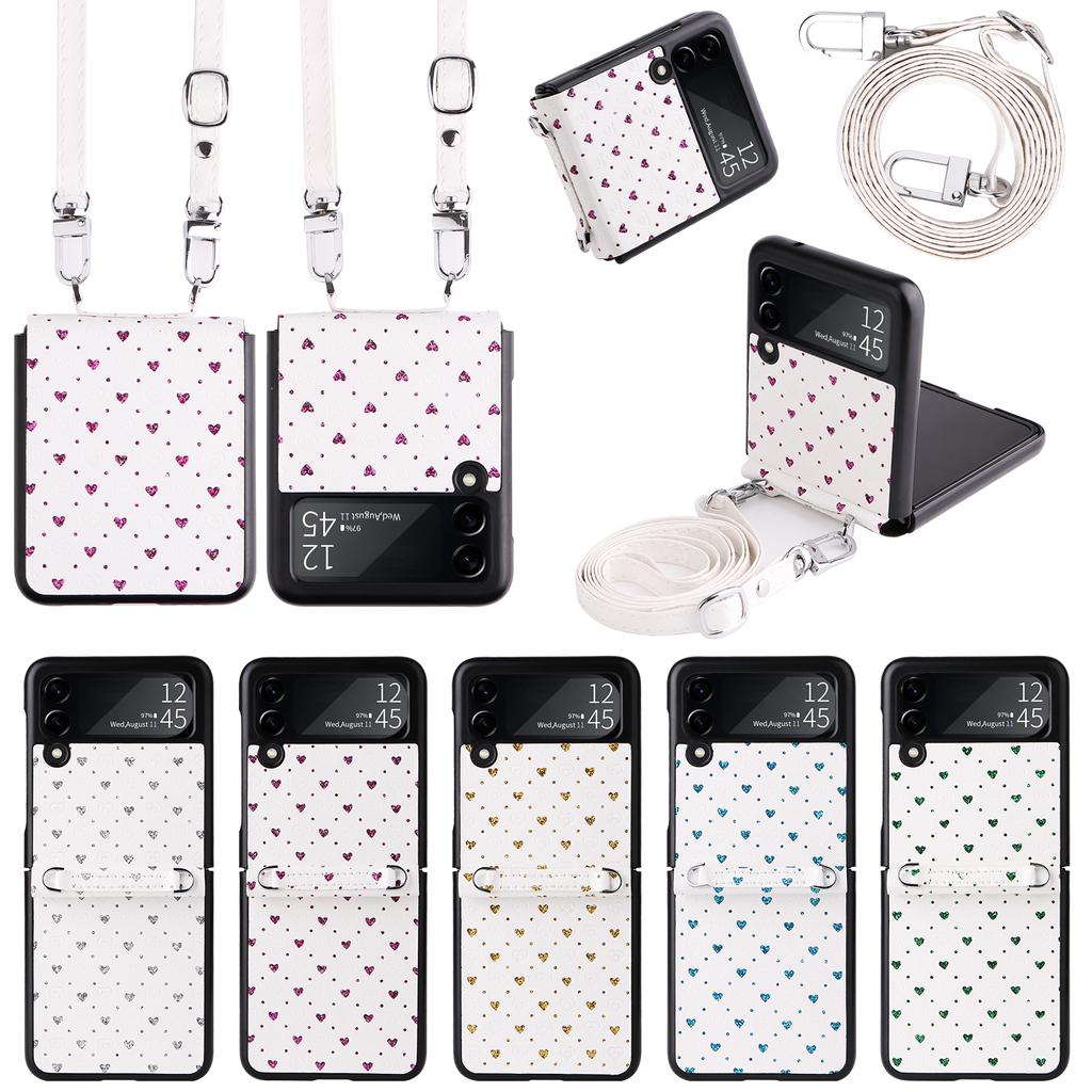 Anti-Drop Phone Strap Leder Handyhülle für Samsung Galaxy Z Flip4 5g Flip 4 Flip3 Flip 3 Rutschfeste Schutzhülle