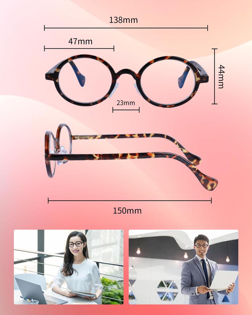 Reading Glasses for Men and Stylish Round Blue Light Fashionable Black Rimmed Senior Single with for To Compact Storage 1034 [NEGISU] Women,