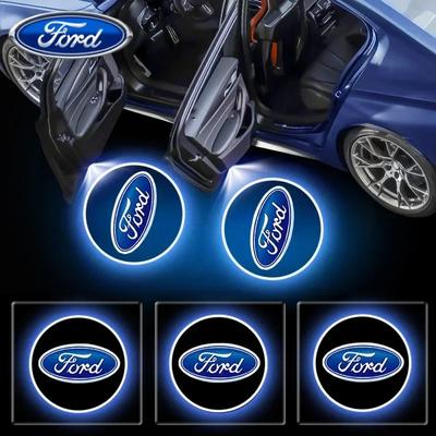 Car Sticker Ford 2Pcs LED Car Door Lamp Projector Light Welcome Logo Laser Automobile Ghost Shadow For Ford Kuga Fiesta EcoSport