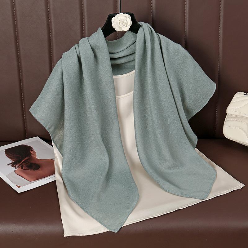 Women Plain Solid Color Square Cotton Viscose Shawl Scarf High Quality Print Soft Shawls and Wraps Bufandas Muslim Hijab 90*90Cm