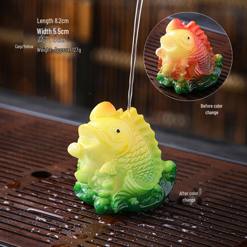 Color-Changing Arowana Tea Pet Ornament: Creative Goldfish Decor for Tea Table Display