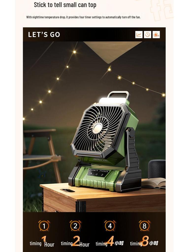 Portable Rechargeable USB Fan with Light for Camping, Outdoor Activities, and Fishing