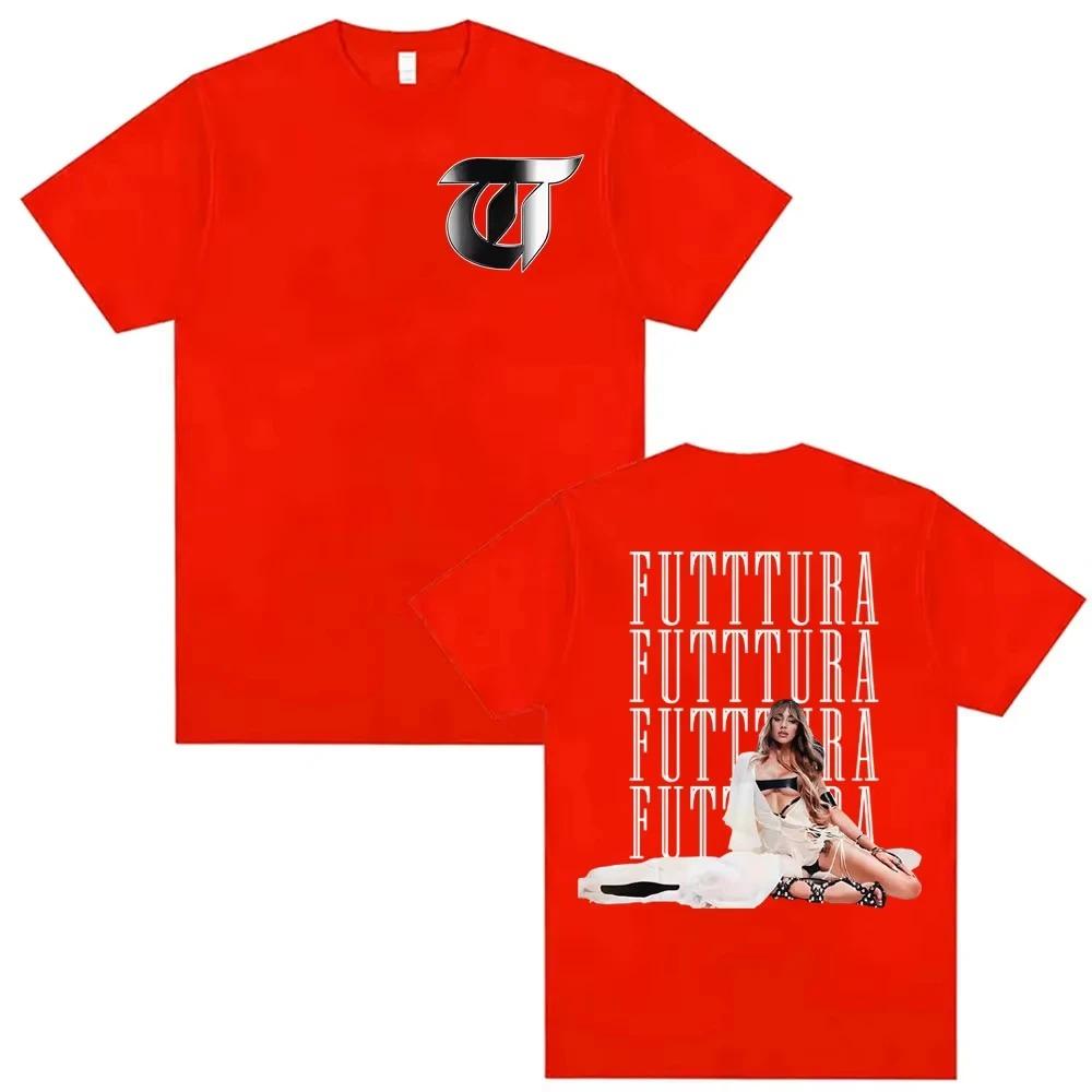 Sängerin Tini Stoessel Futtura Tour Print T-Shirt Herren Damen Kleidung Ästhetische Mode Übergroße T-Shirts Gemütliches Männliches Baumwoll-T-Shirt