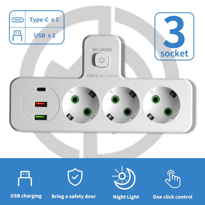 European Style Russian One To Many with USB Charging Conversion Socket  Central and Eastern European Standard Small Night Light Plug