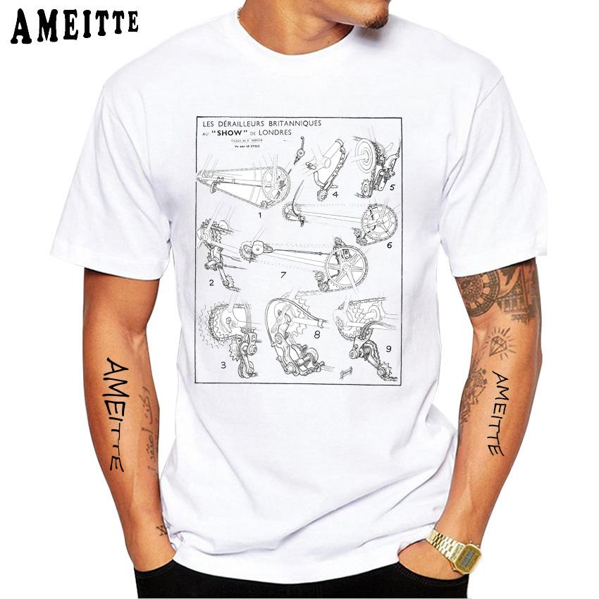 Disassemble Bicycle Parts Design T Shirt Summer Fashion Men Short Sleeve Funny Bike Print Boy