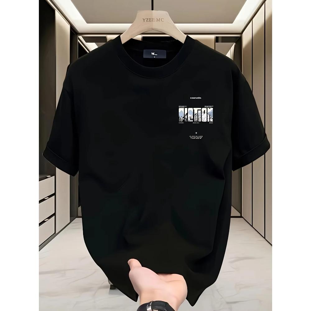 Herren Schwergewicht 100% Baumwolle Grafik T-Shirt, leicht und atmungsaktiv, bequem, Freizeitkleidung, trendig, maschinenwaschbar