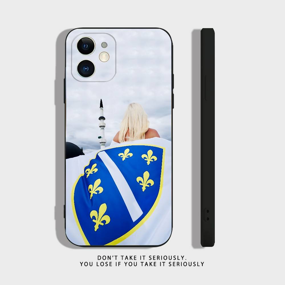 

For iPhone 17,16,15,14,13,12,11,Pro,X,XS,Max,XR,Plus,Mini Bosnia and Herzegovina Flag Silicone Phone Case Black Shockproof TPU iPhone13mini