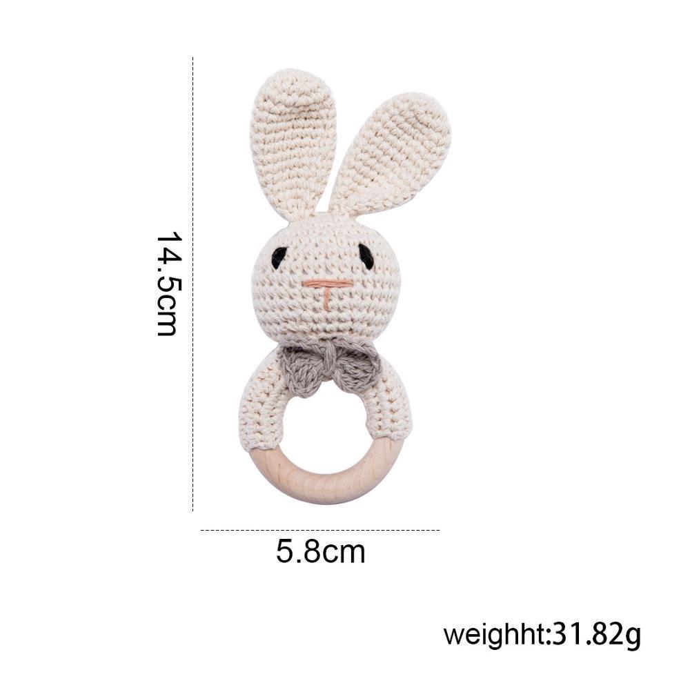 Wooden Baby Rattle Toys Newborn Crochet Bear Rattle Toy Natural Wood Shaker Rattle For Hand Grips Boy Girl First Rattle Gift