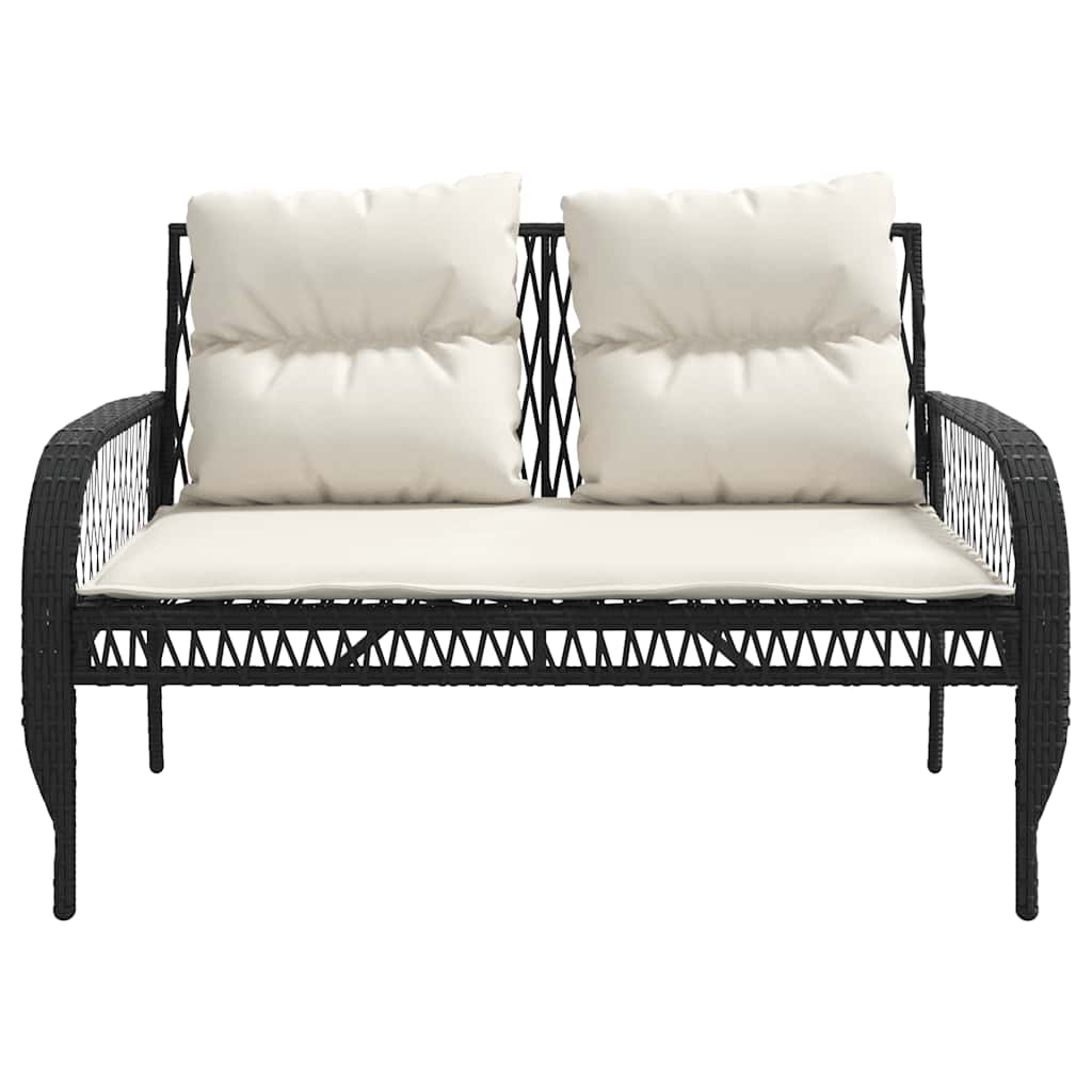 4 Piece Outdoor Sofa Set with Cushions Black Poly Rattan