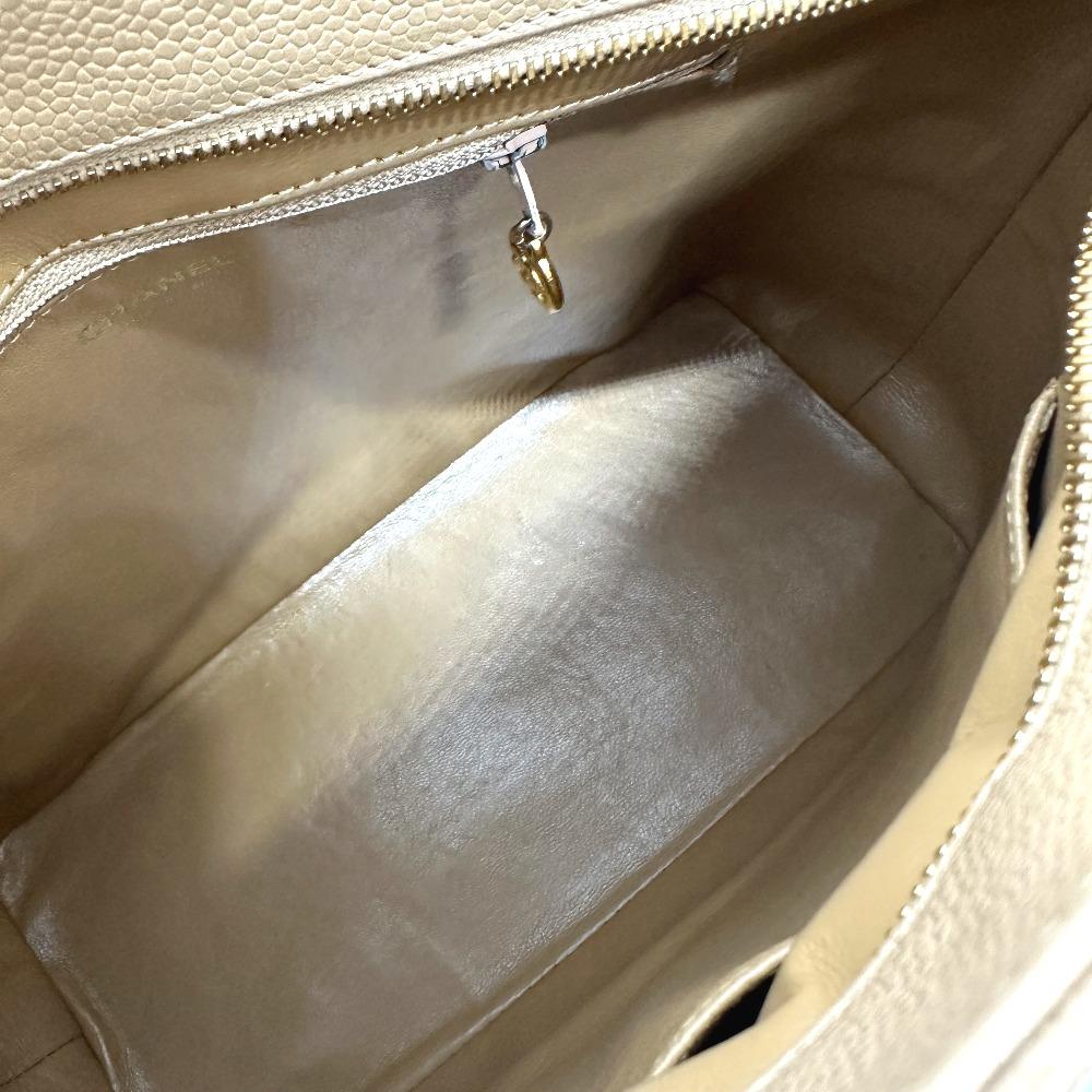 Chanel A01804 CC CC Mark Reissue Tote Bag Caviar Leather Beige