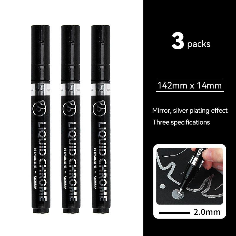 6/1pcs Chrome Pen Marker Reflective Mirror Electroplating Paint Repair Marker For Rock Ceramic Glass 0.8/1/2mm Nib Art Craftwork