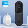 Caméra Sonnette Sans Fil 1080P Vision Nocturne Sonnette Vidéo Sans Fil Détection de Mouvement pour Maison