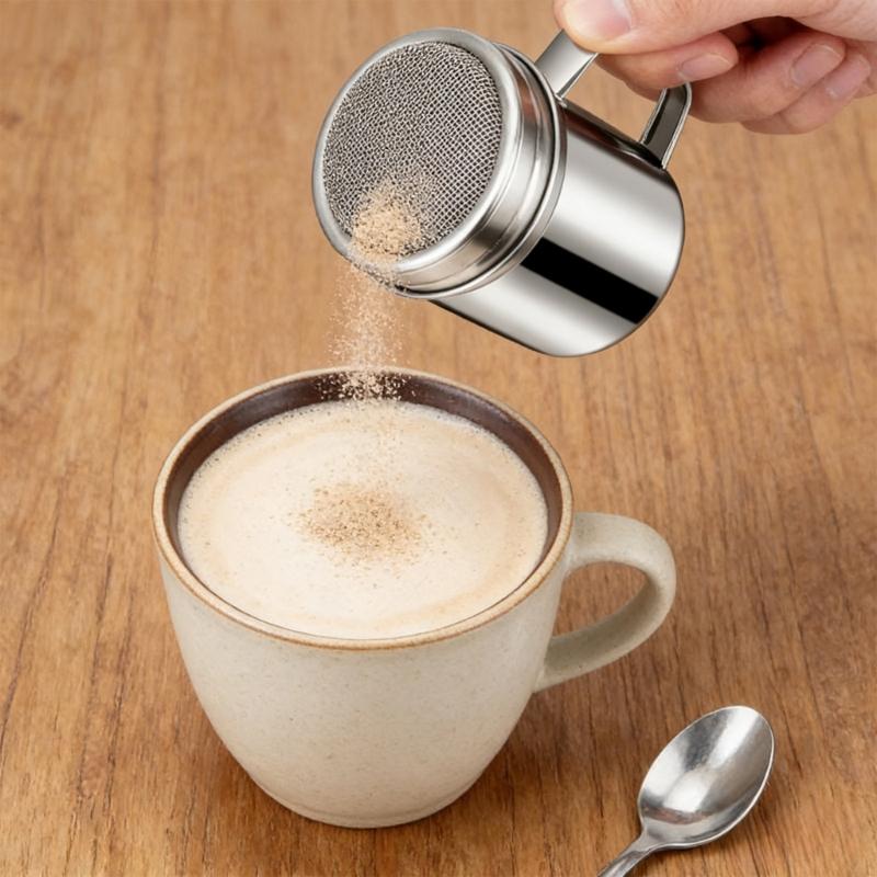 Pack of 2 Food Grade 304 Stainless Steel Flour Shakers Including Removable Sifter Comfort Handle Icings Sugar Sieves