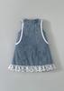 Girls Sleeveless Denim Dress with Lace Trim, Button Detail Casual Summer Outfit