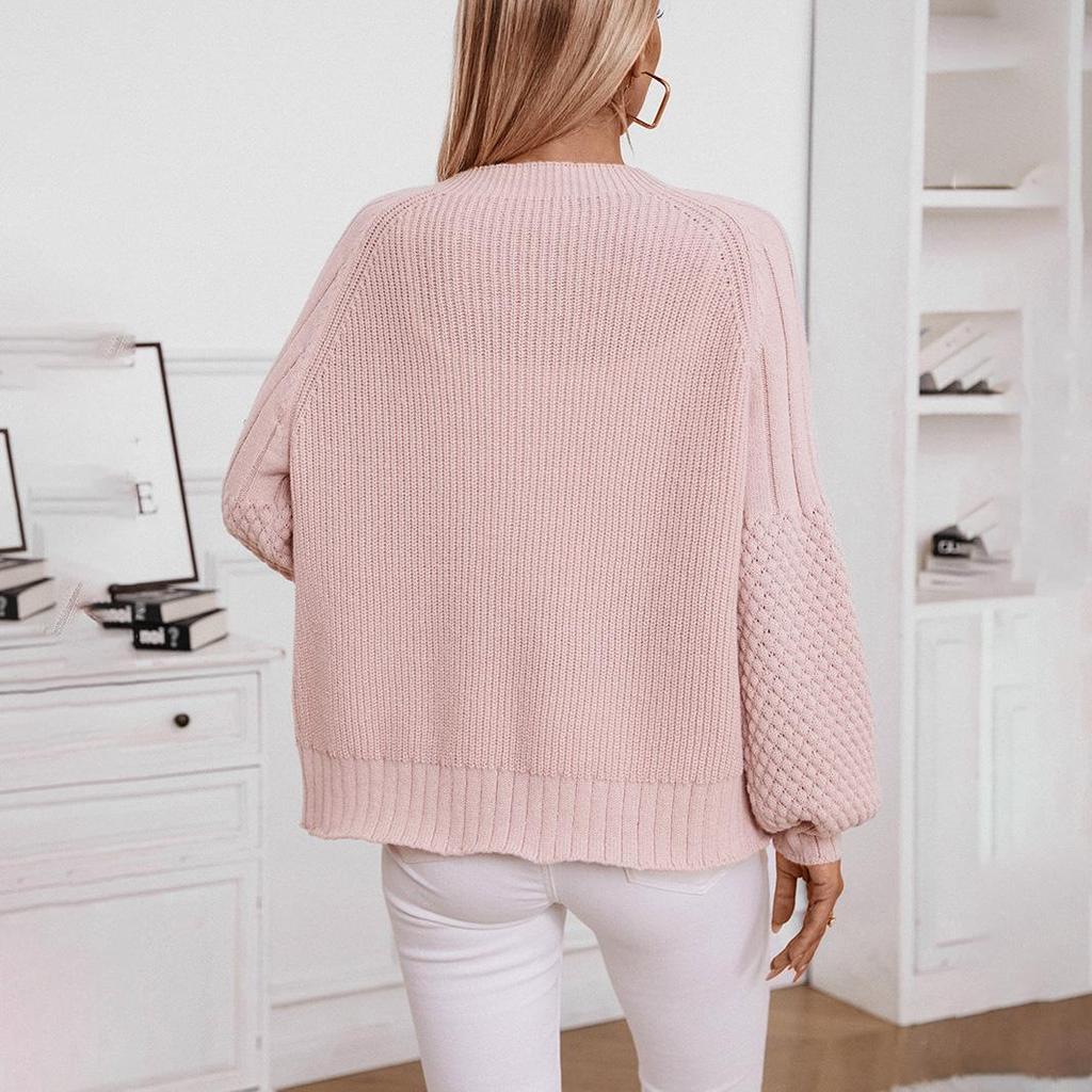 Podzim Zima Vintage Volný Top s Dlouhým Rukávem Jednobarevný Cardigan Svetr S výstřihem do V