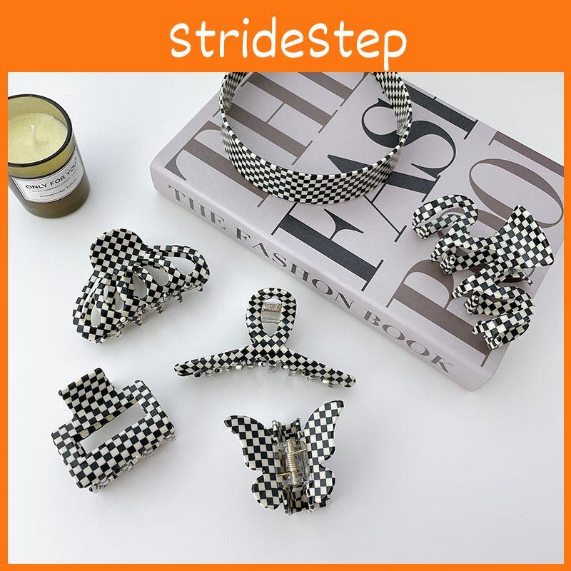 European And American Plaid Series Black And White Acetate Hair Clip Handmade Vintage Headwear For Women