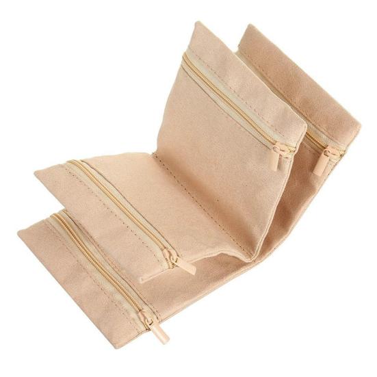Jewelry Storage Bag Rings Earrings Bracelet Necklace Storage Pouch Foldable Zipper Closure Travel Jewelry Organizer