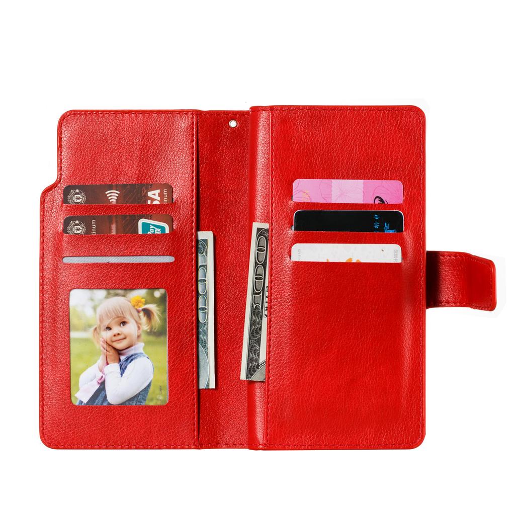 Applicable To Samsung S26 Leather Case A57 Lychee Pattern Nine Card Insert Wallet Bracket Protective Case S24FE Multi-functional Case